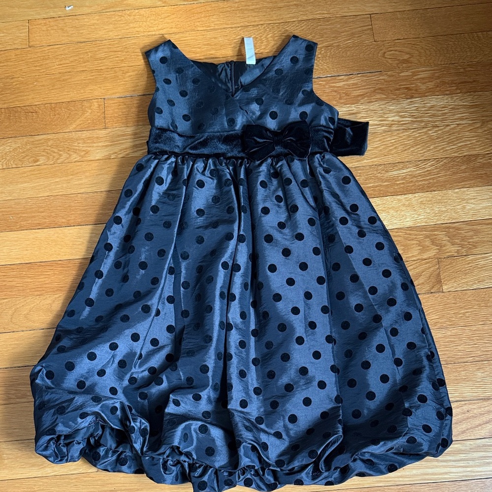 Elegant Black Polka Dot Kids Dress